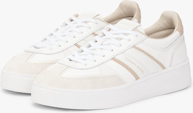 נעלי טומי הילפיגר The Greenwich Leather Mixed Texture Platform Trainers נשים