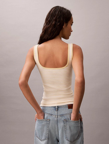 גופיה קלווין קליין Scoop Neck Ribbed נשים - קלווין קליין - Yellow