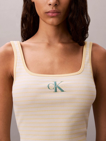 גופיה קלווין קליין Scoop Neck Ribbed נשים - קלווין קליין - Yellow