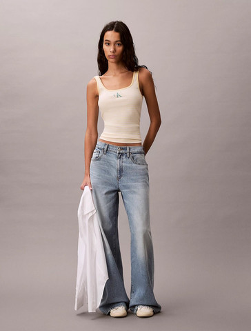 גופיה קלווין קליין Scoop Neck Ribbed נשים - קלווין קליין - Yellow