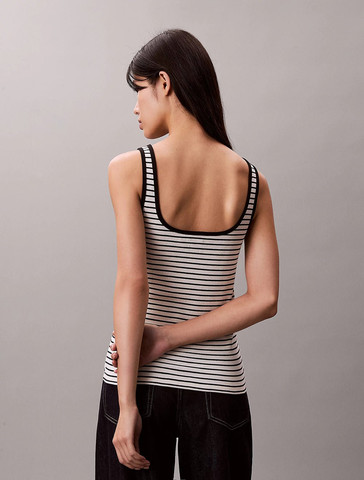 גופיה קלווין קליין Scoop Neck Ribbed נשים - קלווין קליין - Black
