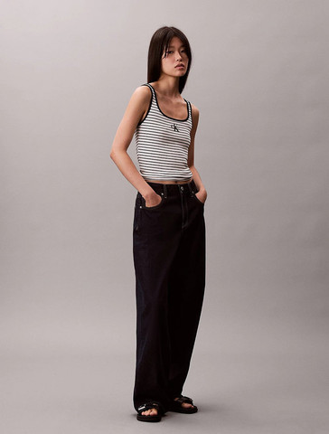 גופיה קלווין קליין Scoop Neck Ribbed נשים - קלווין קליין - Black
