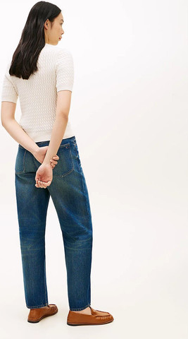 חולצת טישירט קצרה טומי הילפיגר Cable Knit Short Sleeve Jumper נשים