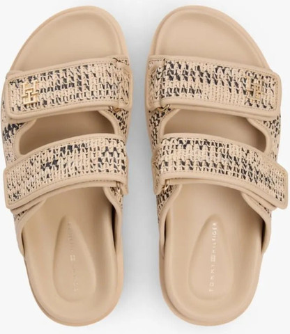 כפכפי טומי הילפיגר Monogram Double Strap נשים - טומי הילפיגר - Beige