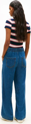 גינס טומי הילפיגר Chambray Denim Loose Drawstring Trousers נשים - טומי הילפיגר - Blue