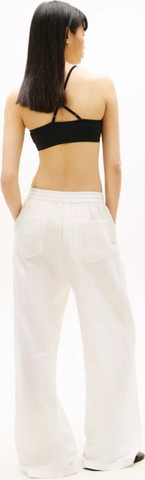 מכנס ארוך טומי הילפיגר Loose Linen Blend Drawstring Trousers נשים - טומי הילפיגר - Beige