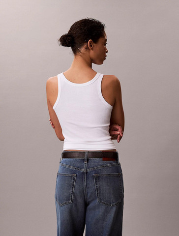 גופיה קלווין קליין Slim Ribbed Cotton נשים - קלווין קליין - White