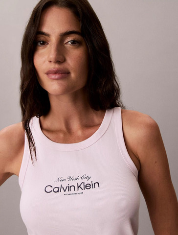 גופיה קלווין קליין Slim Ribbed Cotton נשים - קלווין קליין - Pink