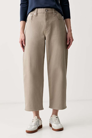גינס קלווין קליין Cropped Barrel Jeans נשים - קלווין קליין - Brown