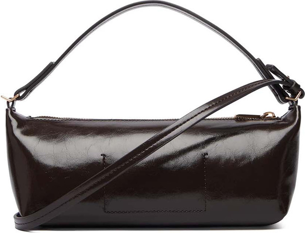 תיק קלווין קליין Foil Logo Glossy Baguette נשים - קלווין קליין - Brown
