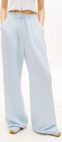 מכנס ארוך טומי הילפיגר Loose Linen Blend Drawstring Trousers נשים - טומי הילפיגר - Blue