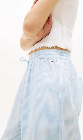 מכנס ארוך טומי הילפיגר Loose Linen Blend Drawstring Trousers נשים - טומי הילפיגר - Blue