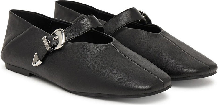 נעלי טומי הילפיגר Suede Buckle Square Toe Ballerinas נשים
