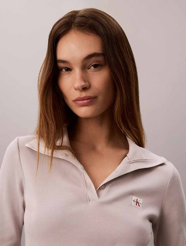 סריג קלווין קליין Woven Monologo Henley Turtleneck נשים