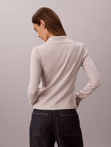 סריג קלווין קליין Woven Monologo Henley Turtleneck נשים