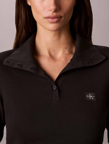 סריג קלווין קליין Woven Monologo Henley Turtleneck נשים
