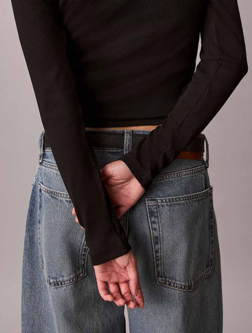סריג קלווין קליין Woven Monologo Henley Turtleneck נשים