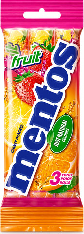 Mentos Fruit – סוכריות לעיסה בטעמי פירות | מארז 3 גלילים