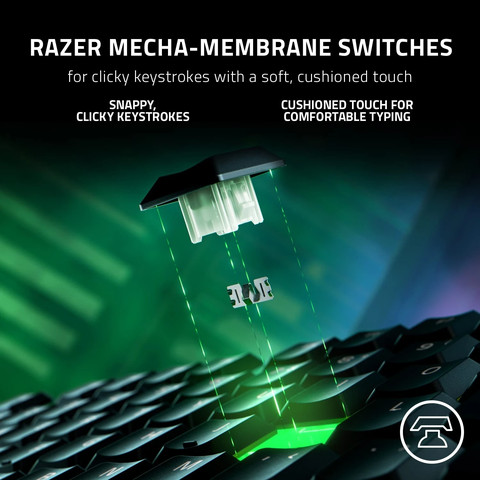 מקלדת גיימינג Razer Ornata V3 - מקשים דלוקיים מסוג Mecha-Membrane - צבע שחור