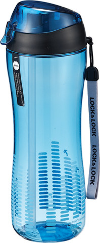 בקבוק 550 מל Bisfree של Lock & Lock עם קש ופיית סיליקון נשלפת תכלת שקוף דגם 628B
