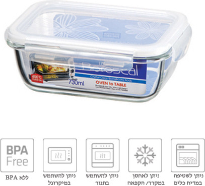 קופסת זכוכית 730 מל מלבנית דגם LLG430