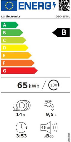 מדיח כלים רחב אינטגרלי 14 מע' כלים LG DBC435TSL