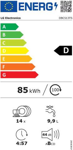 מדיח כלים רחב אינטגרלי 14 מע' כלים LG DBC513TS