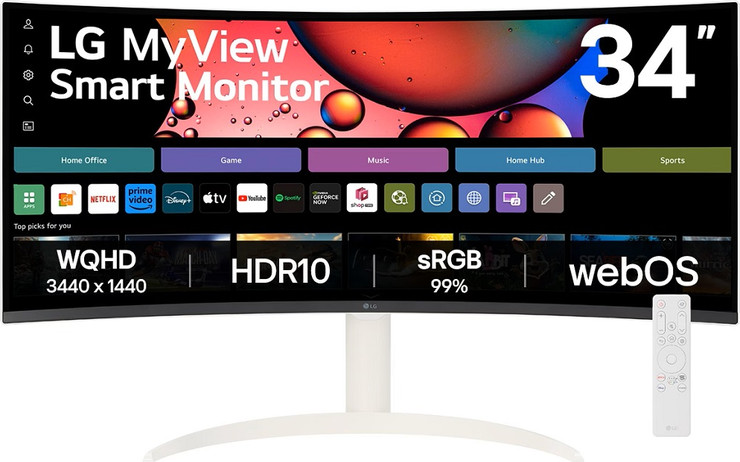 מסך מחשב קעור LG WQHD "34 אל ג'י MyView Smart UltraWide WQHD 34SR65QC-W