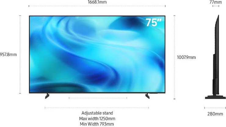 טלוויזיה חכמה 75" Samsung 4K UHD סמסונג Crystal UHD UE75U8000HUXIL