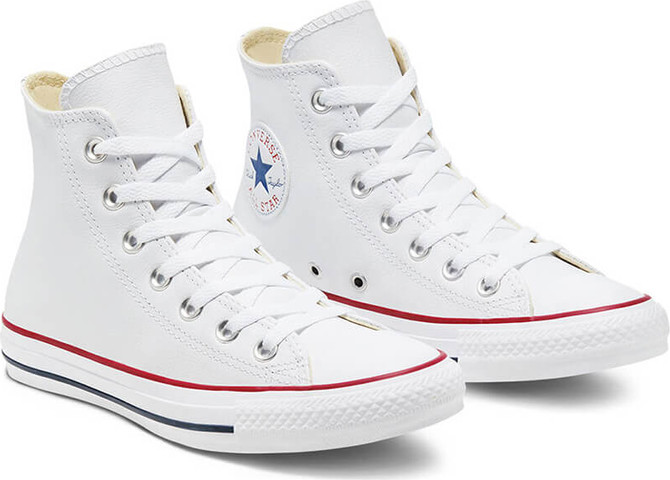 נעלי אולסטאר עור גבוהות Chuck Taylor Hi Leather - קונברס אולסטאר - White