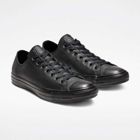 נעלי סניקרס קונברס אולסטאר Converse Allstar All-Star CHUCK TAYLOR ALL STAR LEATHER LOW TOP BLACK MONO נעלי אופנה