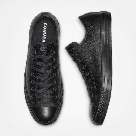 נעלי סניקרס קונברס אולסטאר Converse Allstar All-Star CHUCK TAYLOR ALL STAR LEATHER LOW TOP BLACK MONO נעלי אופנה