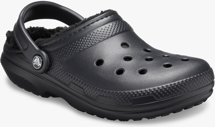 Crocs Classic Lined Clog - כפכפים פרוותיים קרוקס בצבע שחור