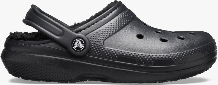 Crocs Classic Lined Clog - כפכפים פרוותיים קרוקס בצבע שחור