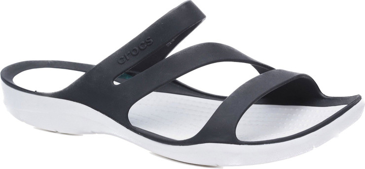 Crocs Swiftwater Sandal - כפכפים לנשים קרוקס רצועות בצבע שחור/לבן