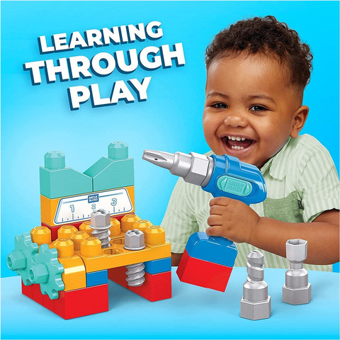 מגה בלוקס מארז בנייה עם מברגה - Mega Bloks Lil Building Drill Set