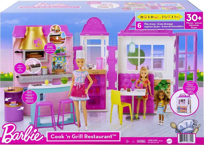 בית בובות / מסעדת ברבי Cook 'n Grill עם למעלה מ 30 אביזרים