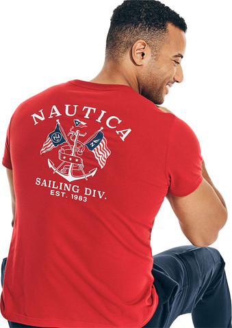 טי שירט Nautica לגברים דגם Crafted Flag Graphic