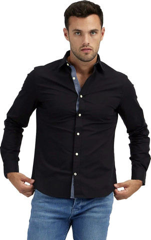 חולצה מכופתרת Nautica לגברים בד סטרץ' גזרת Tailored Fit