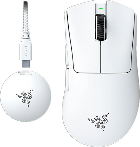 עכבר גיימינג ארגונומי אלחוטי Razer DeathAdder V4 Pro - לבן