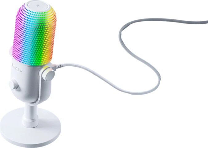 מיקרופון קונדנסר עם תאורת RGB לגיימרים עם תאורת Razer Seiren V3 Chroma - צבע לבן