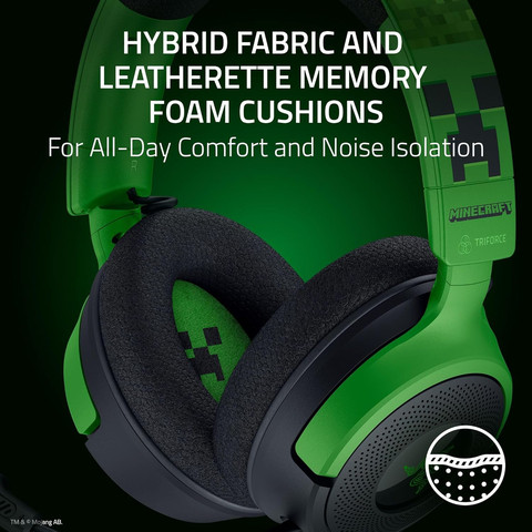 אוזניות גיימינג חוטיות - Razer Kraken V4 X Minecraft Edition