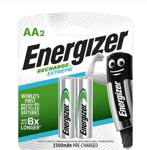 מארז 2 סוללות נטענות Energizer Recharge Extreme AA 2300mAh