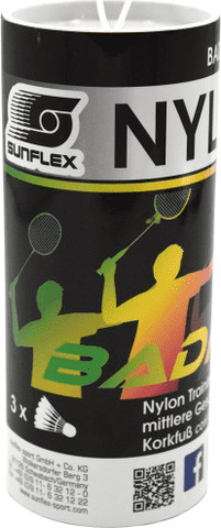סט 3 כדורי נוצה לבדמינגטון SUNFLEX NYLON 3XW
