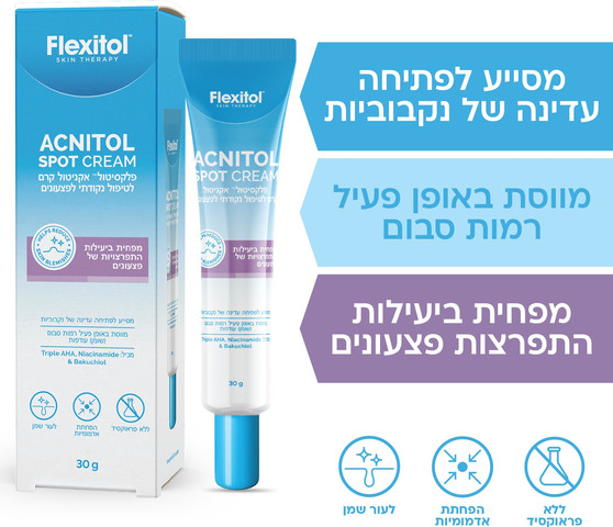 אקניטול קרם לטיפול נקודתי לפיצעונים