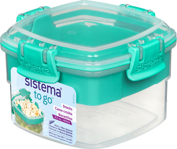 קופסת נשנושים מרובעת מחולקת 400 מ"ל Sistema TO GO