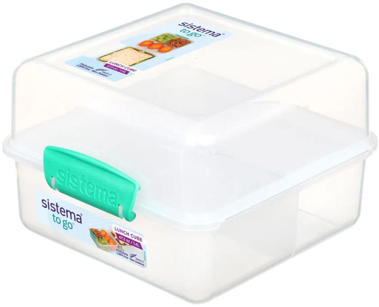 קופסת אוכל שקופה טורקיז 1.4 ליטר Lunch Cube TO GO