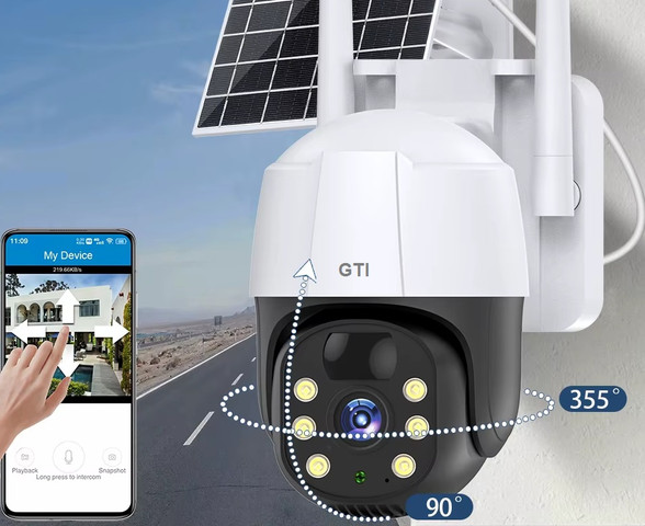 מצלמת אבטחה סולארית  אלחוטית ממונעת 360 מעלות  לתנאי חוץ קשים ללא חשמל