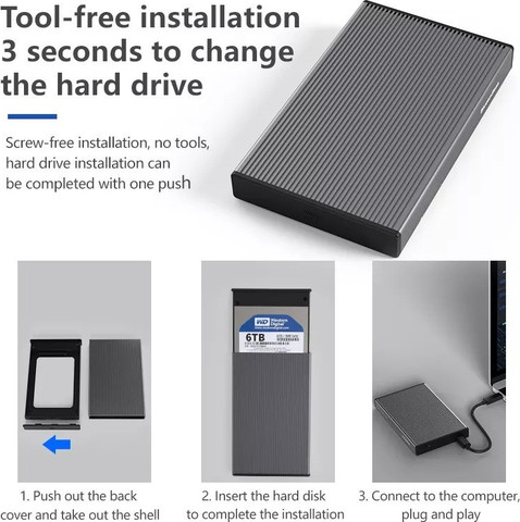 מארז חיצוני USB3.2 10G לכונן SATA 2.5'' אלומינים USB C