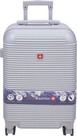 מזוודה טרולי SWISS TRADDITION צבע כסף